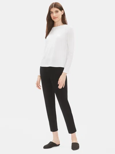 Eileen Fisher System Lightweight Viscose Jersey Crew Neck Top In White