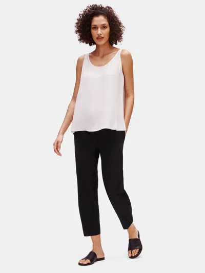 Eileen Fisher System Lightweight Washable Stretch Crepe Tapered Pant In Black