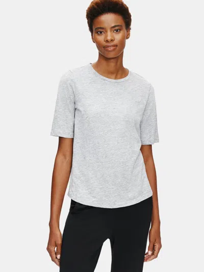 Eileen Fisher System Organic Cotton Jersey Melange Elbow-sleeve Tee In Gray