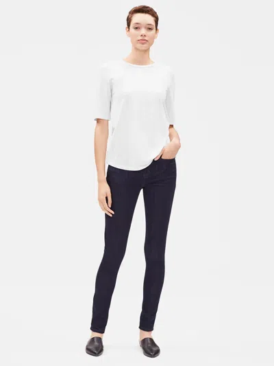 Eileen Fisher System Organic Cotton Slub Elbow-sleeve Tee In White