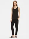 Eileen Fisher System Organic Cotton Slub Shirttail Shell In Black