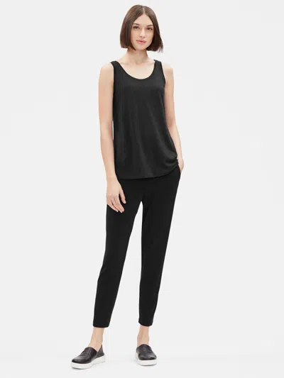 Eileen Fisher System Organic Linen Jersey Long Tank In Black