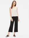 Eileen Fisher System Silk Georgette Crepe Cropped Pant In Black