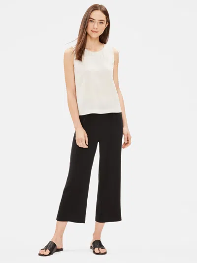 Eileen Fisher System Silk Georgette Crepe Cropped Pant In Black