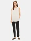 Eileen Fisher System Silk Georgette Crepe Slouchy Ankle Pant In Black