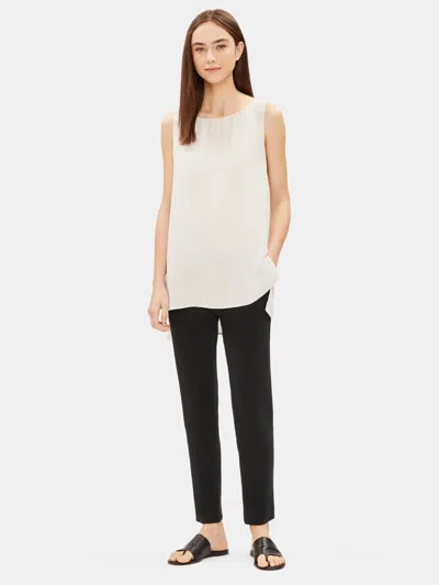 Eileen Fisher System Silk Georgette Crepe Slouchy Ankle Pant In Black