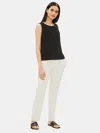 Eileen Fisher System Silk Georgette Crepe Slouchy Ankle Pant In Neutral
