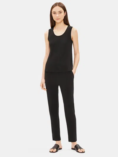 Eileen Fisher System Silk Jersey Short Shell In Black