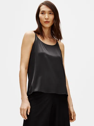 Eileen Fisher System Stretch Silk Charmeuse Cami In Black