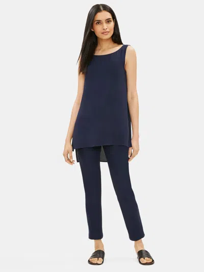 Eileen Fisher System Washable Stretch Crepe Slim Ankle Pant In Blue