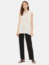 Eileen Fisher System Washable Stretch Crepe Straight Pant In White
