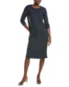 Eileen Fisher Long Sleeve Rib Dress In Blue