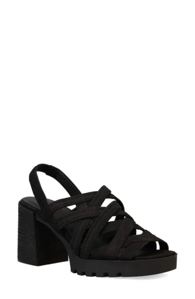 Eileen Fisher Mazy Suede Strappy Wedge Sandals In Black
