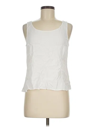 Pre-owned Eileen Fisher Tank Top Ivory Ruffles Neckline Tops