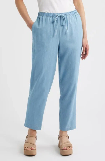 Eileen Fisher Tapered Ankle Drawstring Pants In Blue