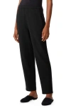 Eileen Fisher Silk Pleated Tapered Ankle Pants In Black