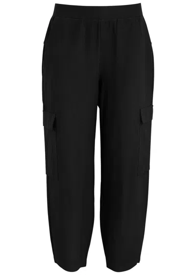 Eileen Fisher Tapered-leg Cargo Trousers In Black