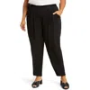 Eileen Fisher Tapered Leg Silk Crepe Ankle Pants In Black