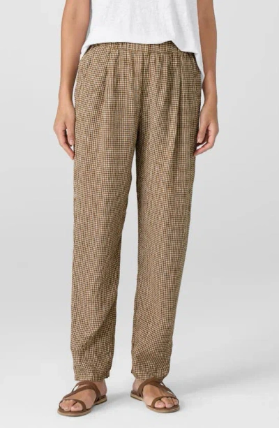 Eileen Fisher Printed Linen Pants In Bronze
