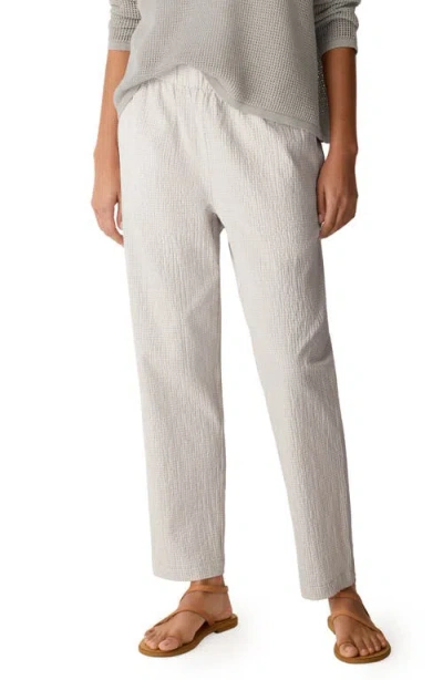 Eileen Fisher Tapered Seersucker Ankle Pants In Gray