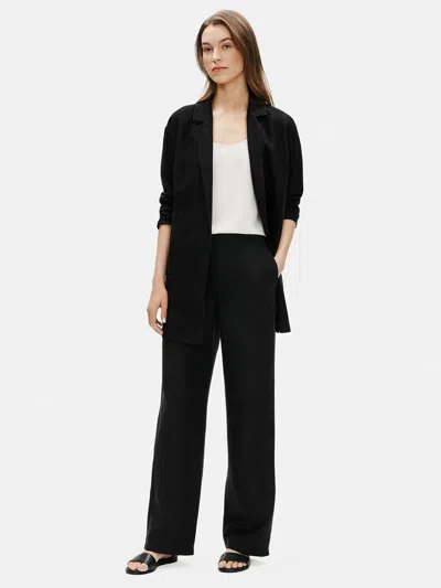 Eileen Fisher Tencel And Linen Slub Blend Blazer In Black
