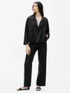 Eileen Fisher Tencel And Linen Slub Blend Jacket In Black