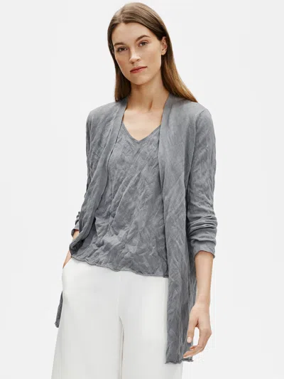 Eileen Fisher Tencel And Metal Long Cardigan In Gray