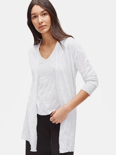 Eileen Fisher Tencel And Metal Long Cardigan In White