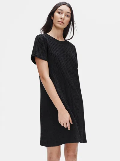 Eileen Fisher Tencel & Organic Cotton Honeycomb Dress In Black