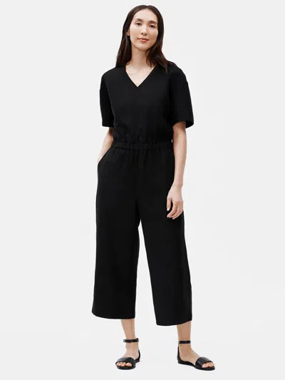 Eileen Fisher Tencel & Organic Linen Slub Jumpsuit In Black