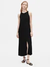 Eileen Fisher Tencel & Viscose Crepe Front Slit Maxi Dress In Black