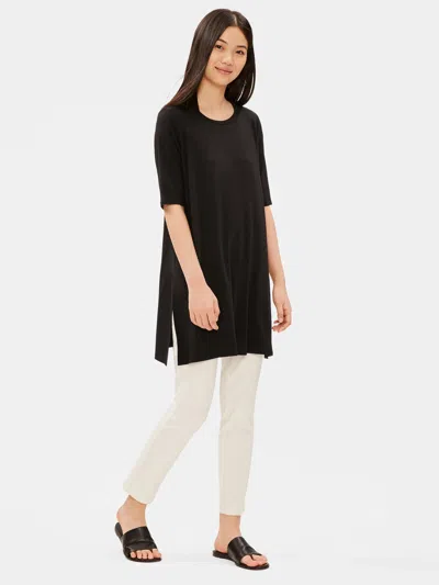 Eileen Fisher Tencel Jersey Elbow-sleeve Tunic In Black