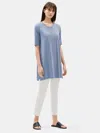 Eileen Fisher Tencel Jersey Elbow-sleeve Tunic In Blue