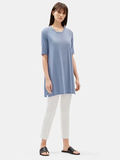 Eileen Fisher Tencel Jersey Elbow-sleeve Tunic In Blue