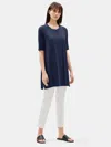 Eileen Fisher Tencel Jersey Elbow-sleeve Tunic In Blue