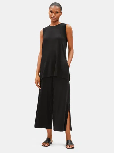 Eileen Fisher Tencel Jersey Tunic With Side Slits In Black
