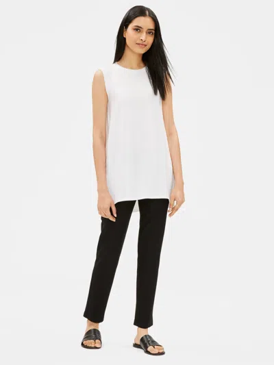 Eileen Fisher Tencel Jersey Tunic With Side Slits In White