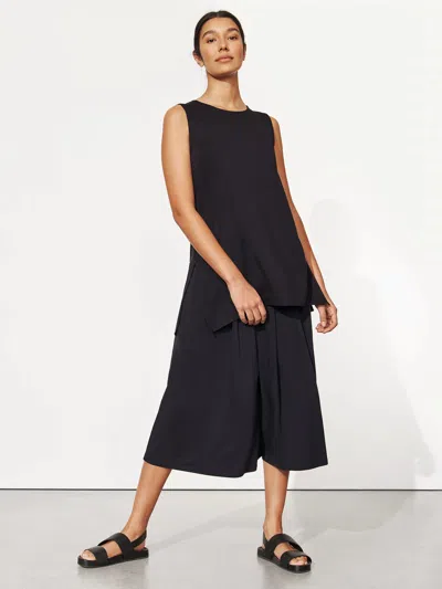 Eileen Fisher Tencel Jersey Wide-leg Culotte Pant In Black