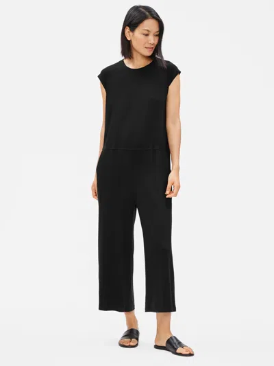 Eileen Fisher Tencel Jersey Wide-leg Jumpsuit In Black