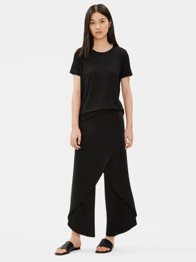 Eileen Fisher Tencel Jersey Wide-leg Wrap Pant In Black