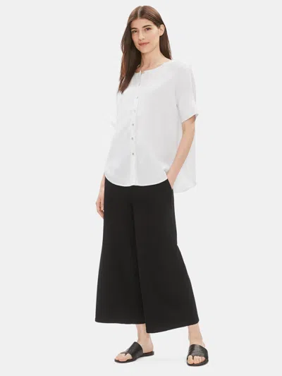 Eileen Fisher Tencel Linen Round Neck Shirt In White