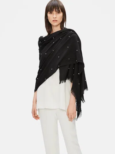 Eileen Fisher Tencel Organic Cotton Dot Wrap In Black