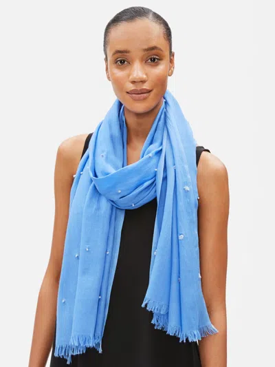 Eileen Fisher Tencel Organic Cotton Dot Wrap In Blue