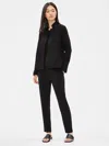Eileen Fisher Tencel Stretch Grid Stand Collar Jacket In Black