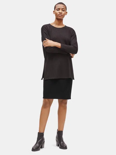 Eileen Fisher Tencel Stretch Rib Pencil Skirt In Black