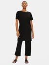 Eileen Fisher Tencel Stretch Rib Straight Cropped Pant In Black