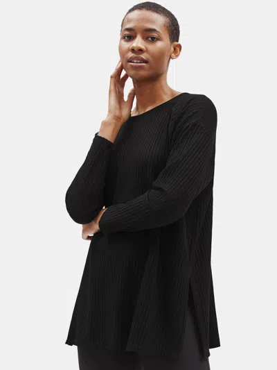 Eileen Fisher Tencel Stretch Rib Tunic In Black