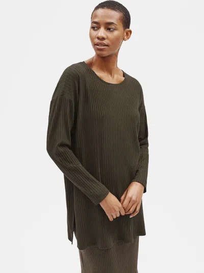 Eileen Fisher Tencel Stretch Rib Tunic In Green
