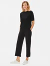 Eileen Fisher Tencel Stretch Terry Straight Ankle Pant In Black