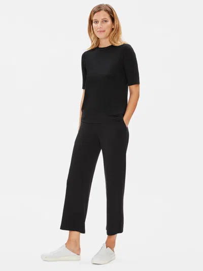 Eileen Fisher Tencel Stretch Terry Straight Ankle Pant In Black